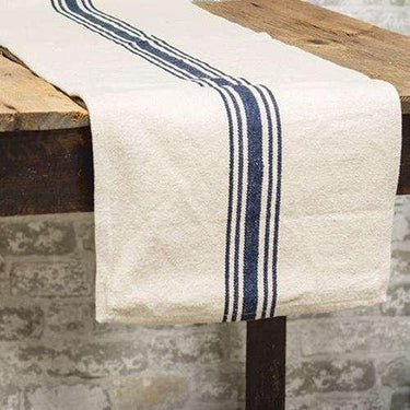 Grain Sack Cream and Navy Stripe Extra Long Runner - The Fox Decor